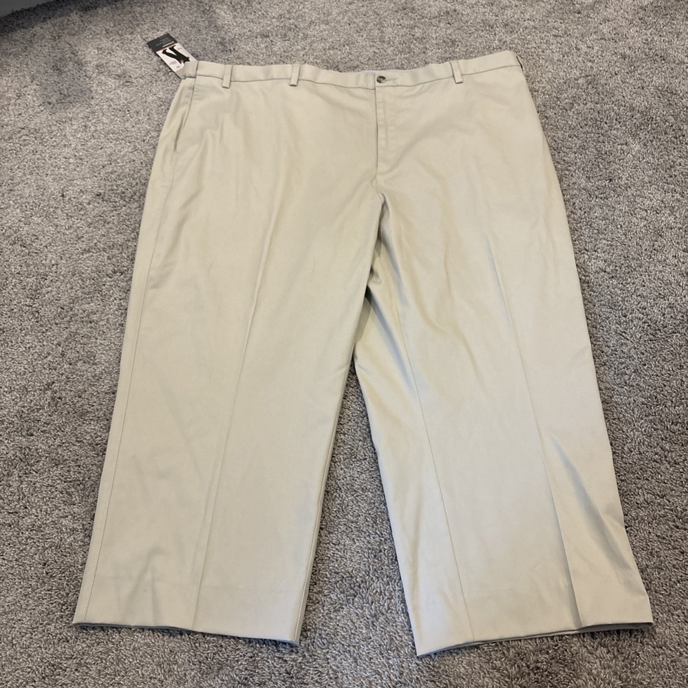 NEW Savane Performance Chino Pants 52x30 52x26* Khaki Comfort Waist Straight Fit